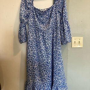 Commense Square Neck 3/4 Sleeve Midi Dress